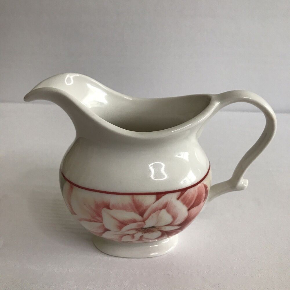 222 Fifth Desiree Ivory Pink Flower Creamer